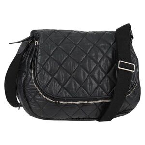 CHANEL Cococoon Shoulder Bag Nylon Black CC Auth